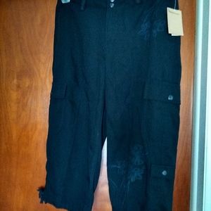 Coldwater Creek Black Embroidered Crop Pants 8P